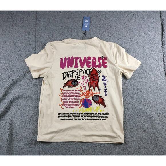 New Romwe T Shirt Mens M Multi Universe Deep Space Graphic Print Short Sleeve - Picture 1 of 5